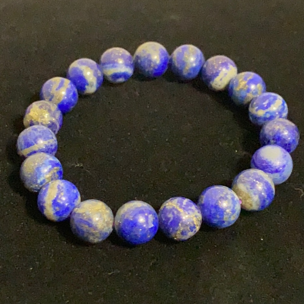 10mm Lapis Lazuli w/Pyrite Stretch Bracelet